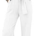 PRETTYGARDEN Women's One Piece Jumpsuits Dressy Casual Summer Short Sleeve Wrap V Neck Wide Leg Pants Romper Spring Clothes (White, M)
