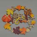 Fall Front Door Decor, 12 Inch Fall Wreaths for Front Door, 3D Wooden Fall Door Sign Hanging Pumpkin Maple Leaf Wreath with Autumn Sign for Harvest Home Farmhouse Outdoor Indoor Window Wall (Colorful)