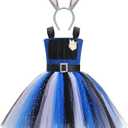 Girls Halloween Costume Rabbit Police Tutu Dress with Headband Police Officer Cosplay Costume Birthday Party Outfits (4-5 Years, Blue Black)
