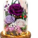 Forever Flowers with Symbolic Ladybugs: Preserved Flowers Gift for Women-Romantic Table Centerpiece-Valentines, Anniversary, Mothers Gifts for Her-Flowers for Delivery Prime (Purple)