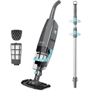 PoolMr Cordless Handheld Pool Vacuum For Above & Inground Pools, with 18.5 Gal/Min Suction, 60 Min Runtime, Dual-Phase Cleaning System,65in Telescopic Pole, for Spas & Hot Tubs, Charcoal (New Version)