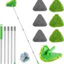 RONSUNG Wall Cleaner Triangle Mop with 82'' Long Handle - Wall Scrubber, Cleaning Washer Tool with 6 Pads for Clean Walls, Ceiling, Windows, Floors, Baseboards (Green)