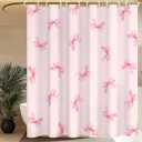MAMUSE Shower Curtain for Bathroom - Cute Aesthetic Decorative Modern Girly Unique Girls Design Pretty Women Waterproof Fabric Cloth Cortinas de Bao Bathtub 72 x 72 Inch, Pink Bow