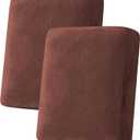 H.VERSAILTEX Velvet Stretch Couch Cushion Cover Plush Cushion Slipcover for Chair Loveseat Sofa Cushion Furniture Protector Seat Cushion Sofa Cover (2 Piece Medium Sofa Cushion Covers, Burnt Brick)