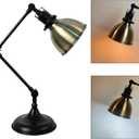 Desk Lamp for Home Office, Desk Light with Adjustable Multi-Joint Metal Swing Arms Table Lamp, Industrial Table Light for for Home Office, Work, Study, Reading, E26 Base (Antique Brass)
