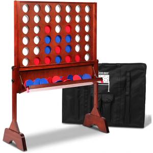 SPORT BEATS® Height Adjustable Giant Wooden 4 in a Row Game - 2.75-3.75 FT, 24 inches x 32 inches x 0.1 inches