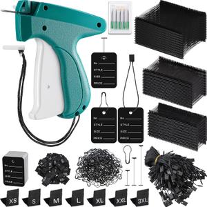 Chumia 3576 Pcs Tagging Gun Clothes Garment Tag Attacher Kit with Needles Standard Plastic Barbs Fasteners Hang Label Strings Gourd Safety Pins Retail Price Size Label for Warehouse(Black)
