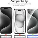 3 x NEW'C 4 Pack, 2 Pack for iPhone 15 Pro Screen Protector (6.1 inch) + 2 Pack Camera Lens Protector, Sensor Protection,Case Friendly Tempered Glass Film