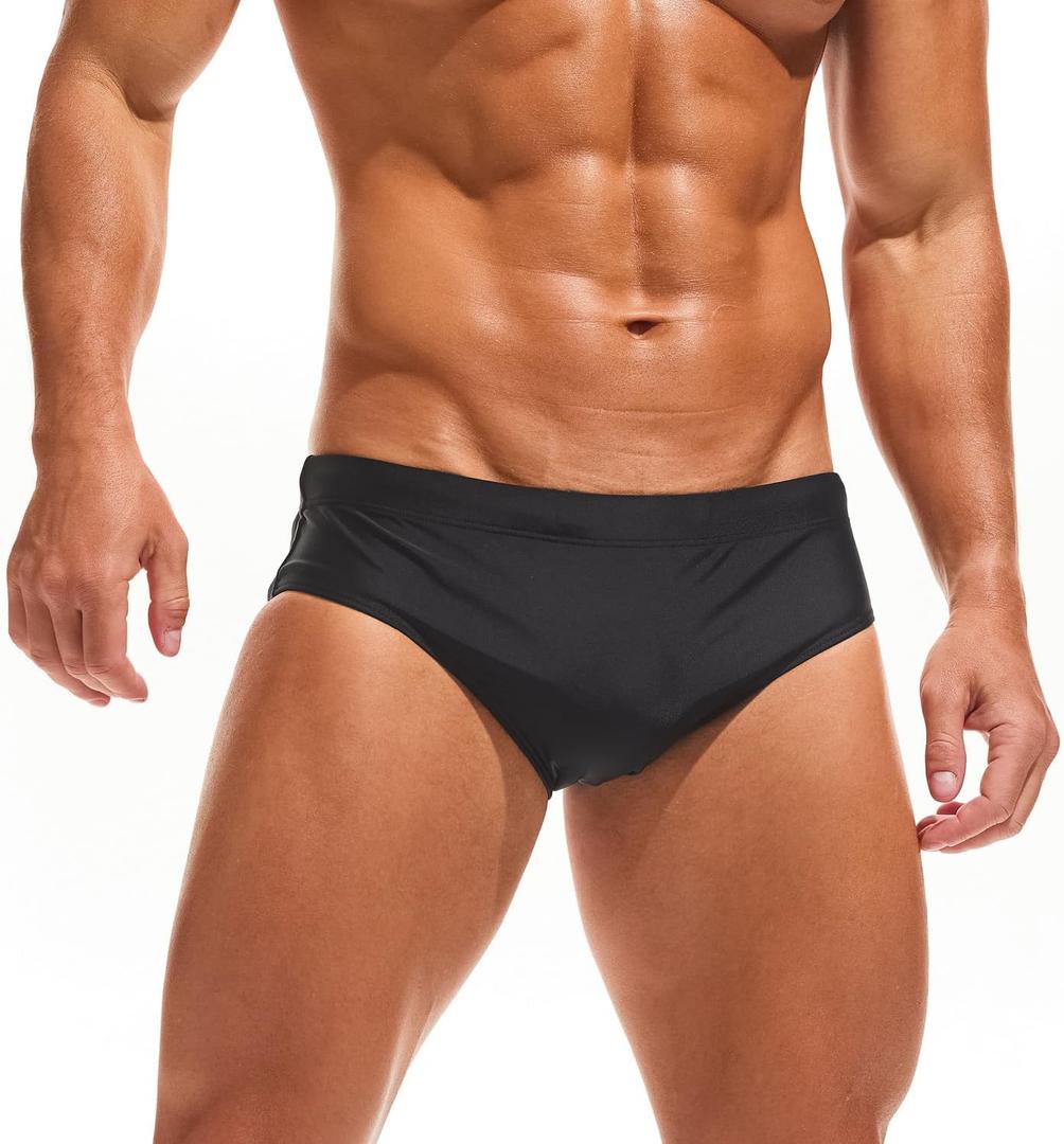 Men Swimwear Swimming Briefs Bikini Boxer Trunks Swimsuits Bathing Suits (Medium, Black)