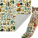 Cat Wrap for Grooming Cutting Nails Velcro Fabric for Cats Restraint for Nail Clipping Self Adherent Anti Bite Anti Scratch Swaddle Burrito Wrap (Yellow, L)