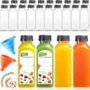 24 PACK 12 OZ Reusable Thicker Plastic Juice Bottles with Caps, Food Grade