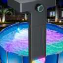 POOLHOUR Solar Pool Lights for Above Ground Pools (Metal Frame Only), LED Above Ground Pool Light with Remote & Timer, Submersible Underwater Lighting, 10-Color RGB 4-Mode Poolside Solar Light, 1 Pack