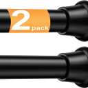 2Pack Spring Tension Curtain Rod 30 to 62Inch, Black Tension Rod for Windows Shower Curtain Rods No Drilling Expandable Adjustable Curtain Rods for Windows,Doorway,Bathroom,Closet,7/8" Diameter