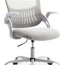 Office Ergonomic Desk Chair, Mesh Comfy Computer Work Chair with Flip-up Armrests and Adjustable Lumbar Support, Rolling Swivel Executive Task Chair for Home Office, Adults and Teens (Gray)
