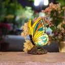 Rezpuao Solar Butterfly Garden Statues,Butterfly Decor for Outdoor,Resin Colorful Butterflies Figurine with Solar Light for Patio,Balcony,Yard,Lawn Ornament,Perfect Garden Gift