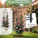 73" Garden Obelisk Trellis for Climbing Plants Outdoor with Bird Finial, 6.2 FT Plant Support for Tomato, Rose, Grape, Pea, Cucumber, Vines, Rustproof Coated Metal Flower Tower for Potted Plants