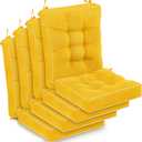 Juexica 4 Sets Outdoor Patio Cushions High Back Outdoor Chair Cushions Rocking Cushion Waterproof Indoor Patio Fastness Chair Pads with Ties for Seasonal Indoor Home Office(Yellow,16 x 16 x 3.5)