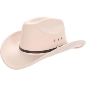 Vintage Western Cowboy hat, Felt hat with Ventilation Holes and Buckle Strap Design, Shiny Unisex Rodeo Fedora hat