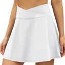 LouKeith Tennis Skirts for Women Pleated Crossover High Waisted Athletic Workout Golf Skorts Skirts with Shorts Pocket (White, M)