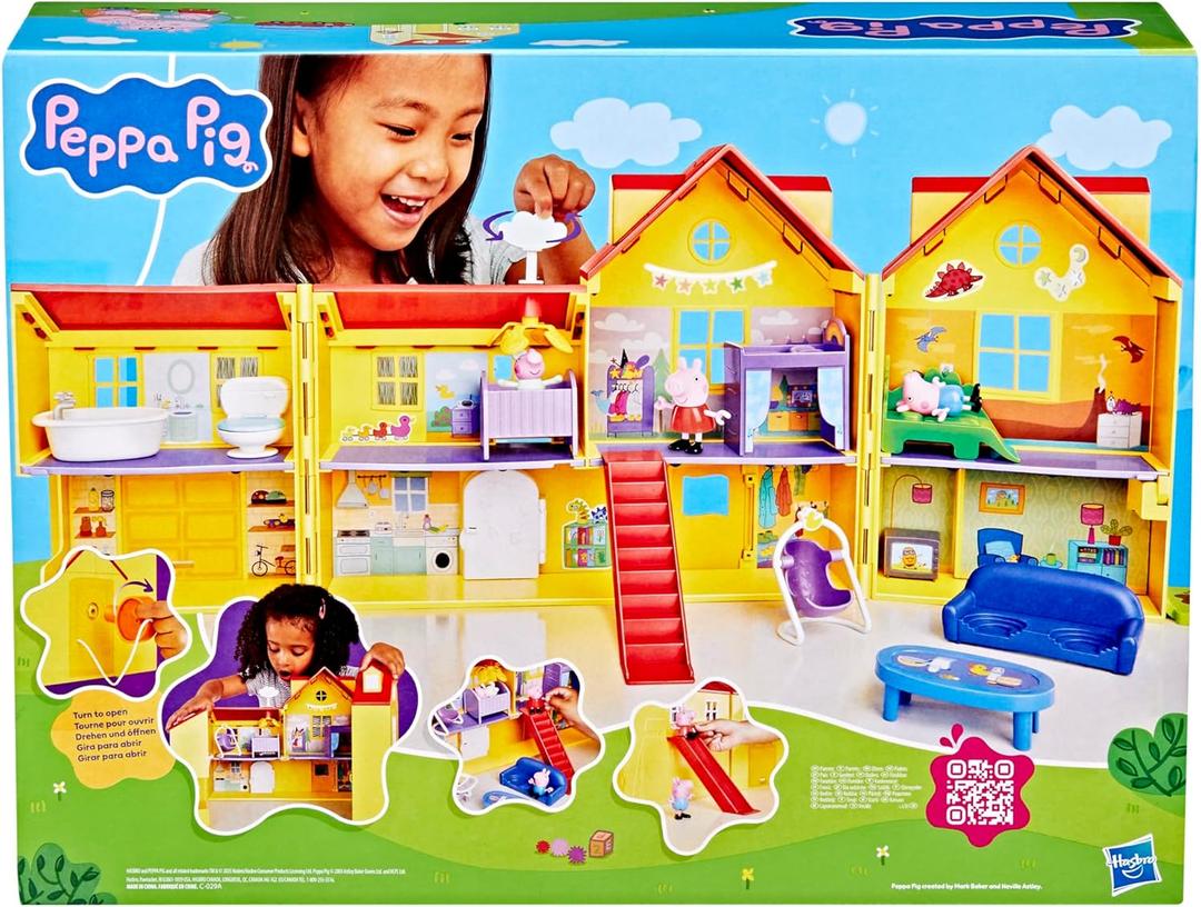 Peppa Pig Peppa's Big Family House Playset with 3 Figures, 11 Accessories, 2025 Version with Baby Evie, Preschool Toys for Girls and Boys 3 and Up
