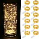 MUMUXI 12 Pack 7.2ft Fairy Lights Battery Operated String Lights, 20 Mini LEDs for Centerpiece Table Decorations, Wedding Party Bedroom Mason Jar Christmas Decor, Warm White