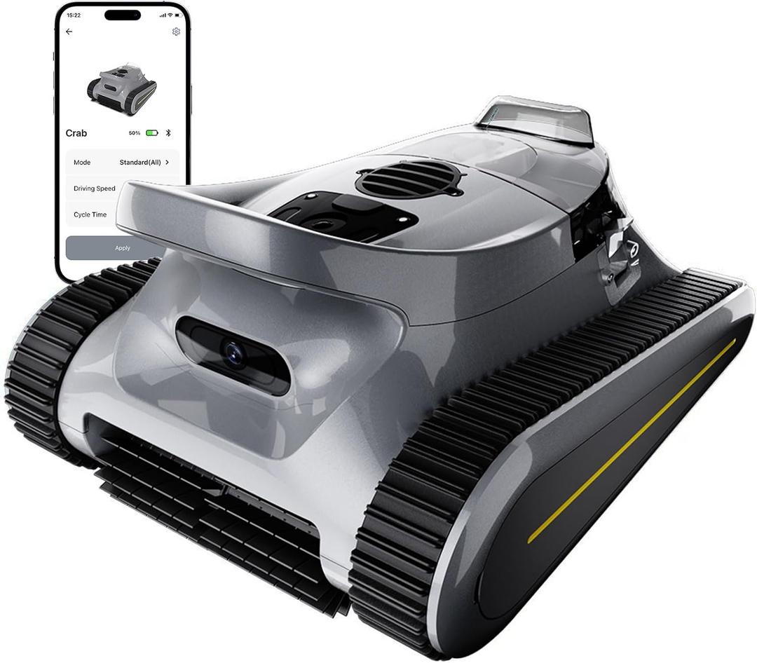 Cordless Robotic Pool Cleaner -Pool Vacuum 180W Brushless Motor, 45,000Pa Suction, Wall Climbing, Sonar Navigation, 3 Modes Automatic Pool Robot for Inground & Above-Ground Pools Up to 2150 Sq. Ft. (Gray)