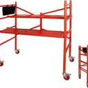 LEADALLWAY Scaffolding Platform 4 Foot High Mobile Baker Scaffolding 770 LBS Capacity with Locking Wheels and Tool Bag, Red
