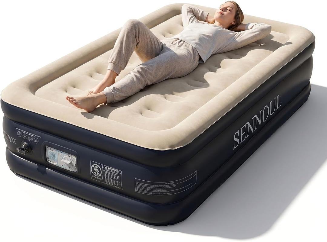 SENNOUL Twin Air Mattress Built in Pump, 18" Raised Blow up Bed,650lb
Inflatable Mattress, Advanced Coil-Beam Support, 2 Mins Inflation, 50% Thicker PVC, Waterproof