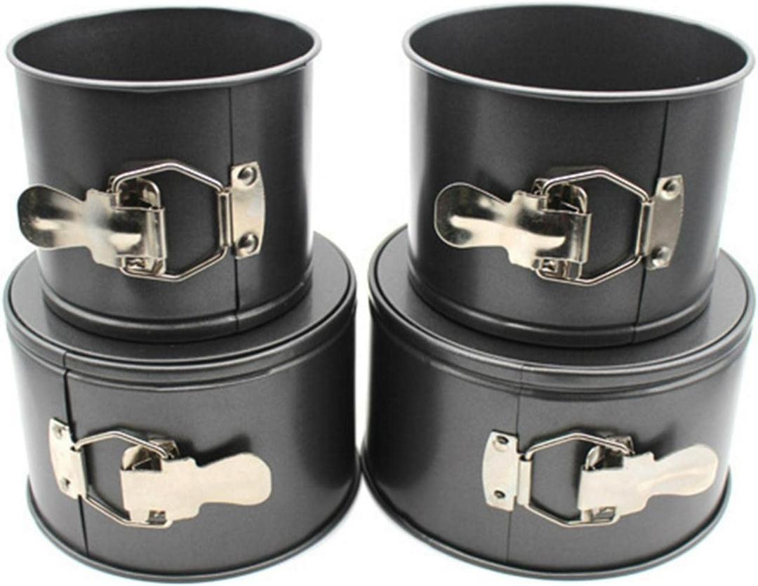 4 pcs Springform Pan Set, 4 5 6 7 inches Round Cake Tin with Removable Bottom, Nonstick Leakproof Carbon Steel Cheese Cake Pans Mold for Baking(COLOR:Black)