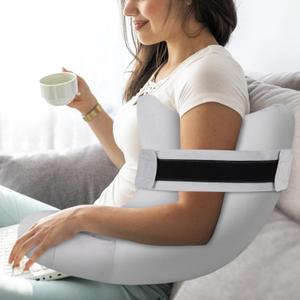 HARBOREST Shoulder Surgery Pillow with Straps & Pocket - Shoulder Pillow for Shoulder Pain, Rotator Cuff Pillow for Sitting, Shoulder Relief Pillow (Light Grey)
