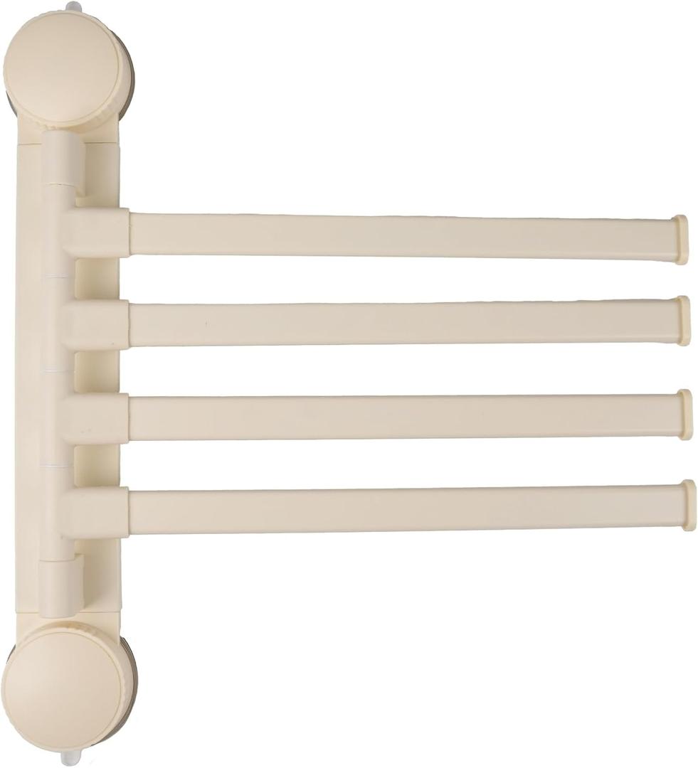 Towel Rack Suction Cup Clothes Drying Rack - Foldable Wall-Mounted Laundry Hanger for Bathroom, Balcony, Kitchen - Space-Saving, No Drilling, SturdyWhite