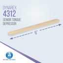 Dynarex Tongue Depressors Wood, Senior 6", Non-Sterile, with Precision Cut and Polished Smooth Edges, for Medical Uses, 1 Box of 500 Tongue Depressors