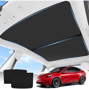 [2024 Upgrade] TOPAC Sunshade Roof for Tesla Model Y 2024-2020 [Superior Anti-UV & Sag-Free] Glass Roof Sunshade with Storage Bag,Heat Insulation Sunroof Shade for Tesla Model Y Accessories