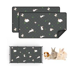 2-Pack Guinea Pig Cage Liner, 24" x 47" Reusable Guinea Pig Bedding Washable Absorbent Pee Pads for Dogs Rabbit Chinchilla Hamster, Leakproof & Anti Slip