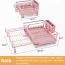 SNTD Dish Drying Rack - Extendable Dish Rack, Large Sink Drying Dish Drainer for Kitchen Counter, Stainless Steel Dish Strainer with Utensil Holder (Pink)