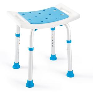 FSA/HSA Eligible Shower Stool 350lbs Bath Seat Chair, Tool-Free Assembly Height Adjustable Bath Bench with Padded Seat for Seniors, Elderly, Disabled, Handicap by Health Line Massage Products