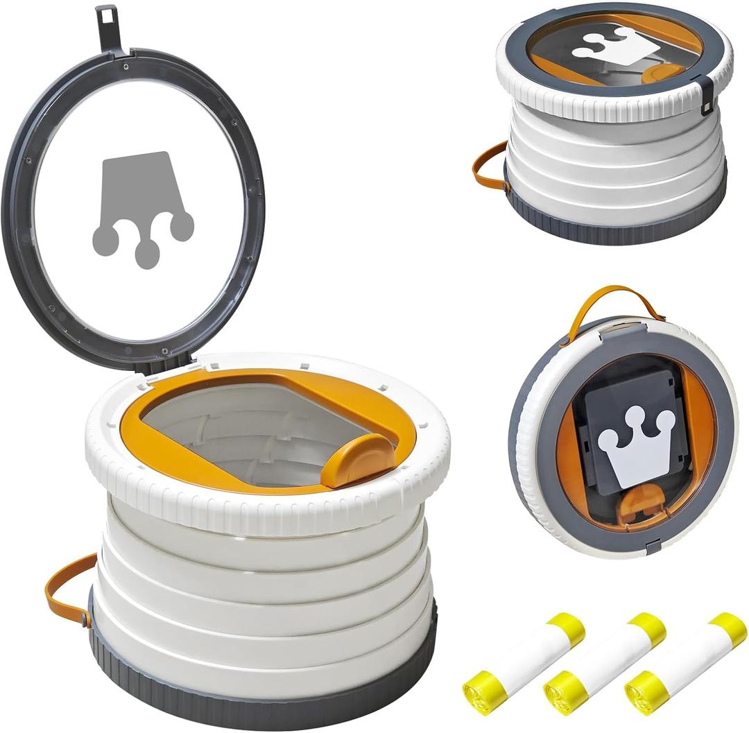 2025 Upgraded Portable Potty Training, Travel Potty for Toddler, Portable Toilet for Kids Foldable, Apply to Seat Emergency Toilet for Camping, Outdoor,Car,3 Rolls of Garbage Bags (Transparent-Gray)