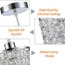3 Pack Crystal Pendant Light, Modern Chrome Kitchen Island Pendant Lighting,Cord Adjustable Bar Ceiling Hanging Lights for Kitchen Dining Room Bedroom Bar