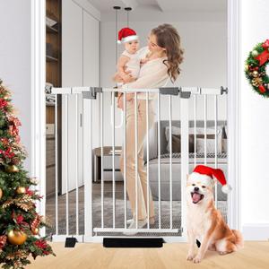 Rgqphantom 41" Tall Safety Pet Gate, Adjustable 29.92"-43.71" Wide, No Drilling Pressure Mount Kit, Auto Close Cat Gate Suitable for Stairs, Doorways, White (29.92"-43.71" W)