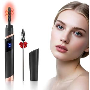 Heated Eyelash Curlers - Rechargeable Electric Eyelash Curler with 4 Heat Settings,Long-Lasting Curling Tool Includes Eyelash Brush,LED Display,Best for Women's Makeup (Black)