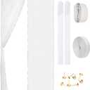 Magnetic Screen Door - Self Sealing, Heavy Duty, Hands Free Mesh Partition Keeps Bugs Out Let Breeze in- Pet and Kid Friendly - Keep Open Feature (White, Fit Door Size 32x 82 Inch)