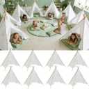 8 Pack Teepee Tent for Kids with Lights, Cotton Indoor Play Teepee with Pompom for Girls & Boys, Sleepover Tents for Boho Slumber Spa Party, 17 inches x 7 inches x 8 inches