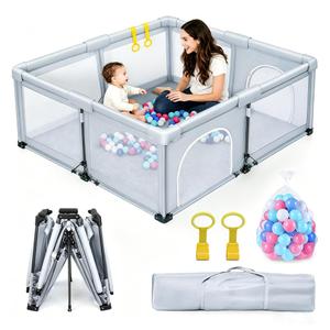 JJKAKA 71"x71" Foldable Baby Playpen, Portable Travel Playard, 1-Min Setup