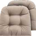 Outdoor Chair Cushions 22x22x4 Inch Set of 2, Seat Pads with Ties, Taupe