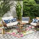 4 x OTOSTAR Outdoor Waterproof Throw Pillow Covers 12x20 Inch Set of 4 Boho Farmhouse Outdoor Cushion Covers for Patio Funiture GardenGeometry80-Navy Blue