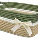 Gift Baskets Empty for Kids, Storage Basket for Gifting Small Woven Rope Basket for Towels Baby Shower Baskets for Toys Easter Basket for Home Dcor Green&Camel, 13 x 10 x 5 inches