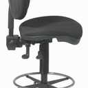 Office Star DC Series Deluxe Ergonomic Adjustable Padded Drafting Chair with 18.5 Inch Chromed Footring and Dual Wheel Carpet Casters, Icon Black Fabric, 19 W X 25 D X 46 H