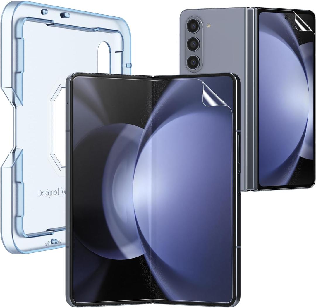 KCT TPU Screen Protector Compatible with Samsung Galaxy Z Fold 5 / Samsung Galaxy Z Fold 4 5G (2023/2022), Front & Inner TPU Flexible Film, Auto-Repair, Bubble-Free, Positioning Frame