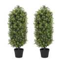 3ft Artificial Boxwood Topiary Trees Set of 2 - UV Resistant Faux Plants for Outdoor/Indoor, Fake Bushes and Shrubs for Front Porch, Planter, Patio - No Maintenance Curb Appeal Plants