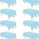 BRILLMAX 8 Pack Light Blue Tablecloths 60 x 102 Inch for 6ft Rectangle Tables - 150 GSM Polyester Fabric, 15" Standard Drop, Water, Stain & Wrinkle Resistant Cloth Cover for Wedding Dining Buffet